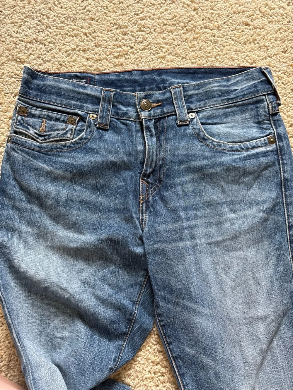 True Religion Ricky Relaxed Straight Jeans Men’s 31 Medium Wash Flap Pocket